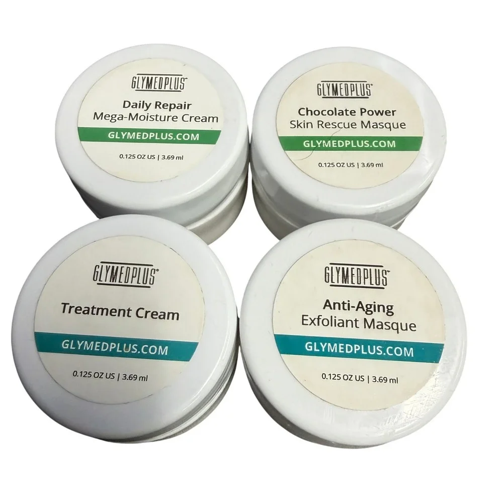GlyMed Plus Skincare Travel Set 4 Jars Masque Moisture Cream Treatment 0.125oz